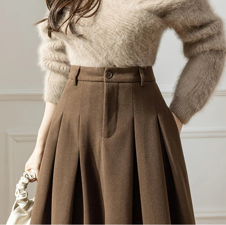 Women Faux Woolen Skirts