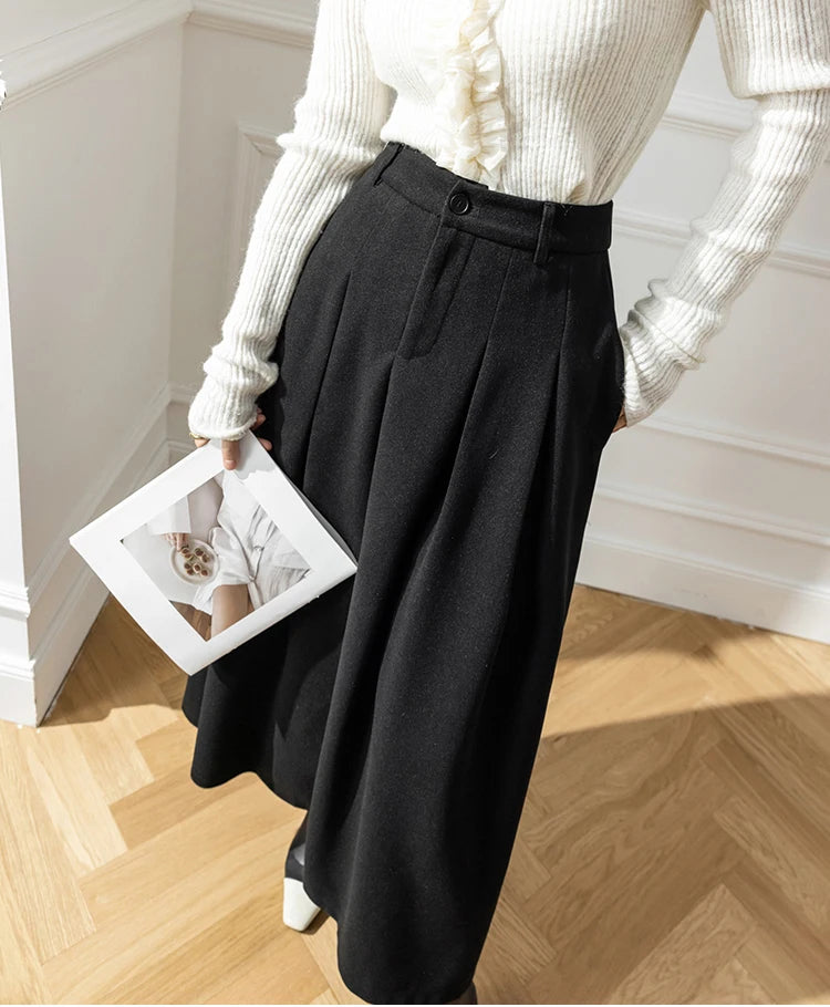 Women Faux Woolen Skirts