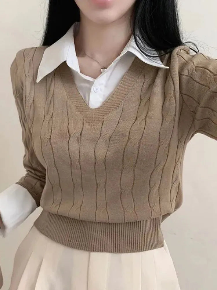 Women Knitted Crop Pullover