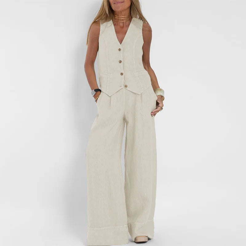 Women Waistcoat Trousers Set